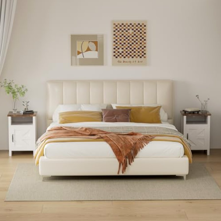YESHOMY furniture — Farmhouse nightstands, either side of the bed